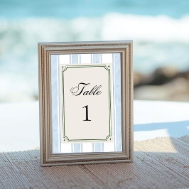 Blue Stripes Coastal Vintage Beach Retro Wedding Tischnummer