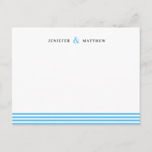 Blue Stripes Couples Personalized Statione Postkarte