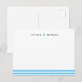 Blue Stripes Couples Personalized Statione Postkarte (Vorne/Hinten)