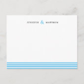 Blue Stripes Couples Personalized Statione Postkarte (Vorderseite)
