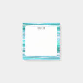 Blue Stripes CUSTOM Chic Monogram Personalisiert Post-it Klebezettel (Vorderseite)