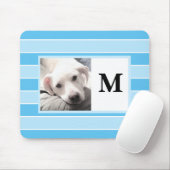 Blue Stripes Custom Initial One Foto Niedlich Dog Mousepad (Mit Mouse)