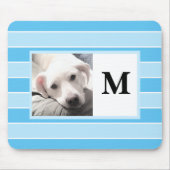 Blue Stripes Custom Initial One Foto Niedlich Dog  Mousepad (Vorne)