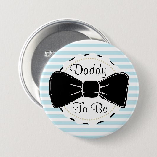 Blue Stripes Daddy zu Bow Krawatte Baby Dusche Button (Vorne & Hinten)