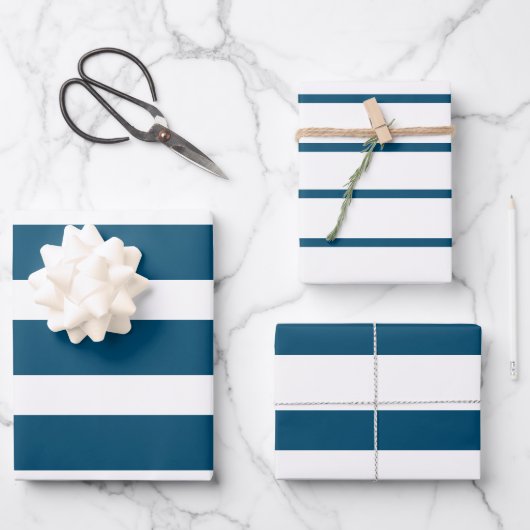 Blue Stripes Geschenkpapier Set (Vorderseite)