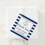 Blue Stripes Gold Anchor Classic Wedding Geschenkanhänger (Beispiel)