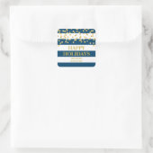 Blue Stripes Gold Confetti Happy Holidays Custom Quadratischer Aufkleber (Tasche)