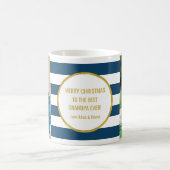 Blue Stripes Gold Foto Best Opa Weihnachten Kaffeetasse (Mittel)