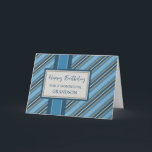 Blue Stripes Grandson Birthday Karte<br><div class="desc">Geburtstagskarte für Enkel mit blauem Streifen Muster und nachdenklichem Vers.</div>
