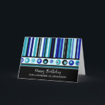 Blue Stripes Grandson Birthday Karte<br><div class="desc">Geburtstagskarte für Enkel mit blauem Streifen Muster und nachdenklichem Vers.</div>