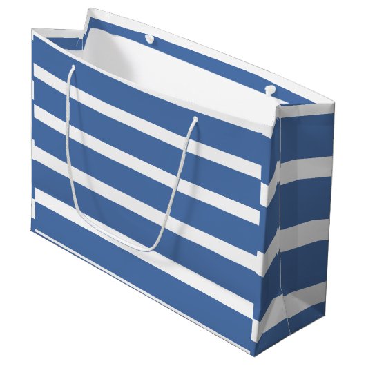 Blue Stripes  Große Geschenktüte (Vorderseite Schrägansicht)