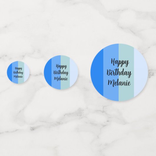 Blue Stripes Happy Birthday Konfetti (Rückseiten)