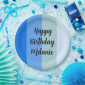 Blue Stripes Happy Birthday Pappteller (Party)