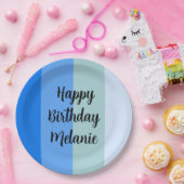 Blue Stripes Happy Birthday Pappteller (Party)