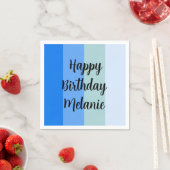 Blue Stripes Happy Birthday Serviette (Beispiel)