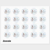Blue Stripes Heart Bunny Baby Shower Stickers (Blatt)