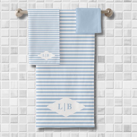 Blue Stripes Initial Badetuch Set