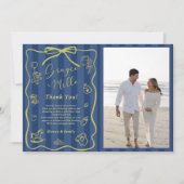 Blue Stripes Italian Themed Ciao Baby Photo Einladung (Vorderseite)