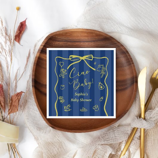 Blue Stripes Italian Themed Ciao Baby Serviette