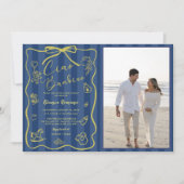 Blue Stripes Italian Themed Ciao Bambino Foto Einladung (Vorderseite)