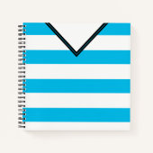 Blue Stripes Jersey Template Notebook Fußball Foot Notizblock (Vorderseite)