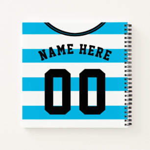 Blue Stripes Jersey Template Notebook Fußball Foot Notizblock