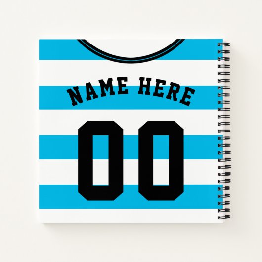 Blue Stripes Jersey Template Notebook Fußball Foot Notizblock (Rückseite)