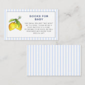 Blue Stripes Lemons Babydusche Buchungsanfrage Begleitkarte (Vorne/Hinten)
