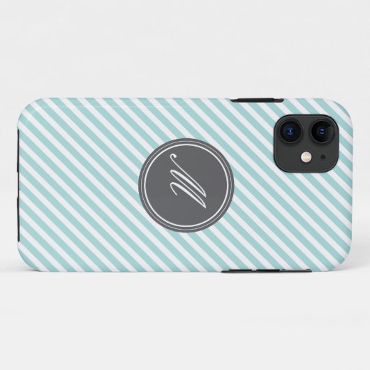 Blue Stripes mit Monogram iPhone 5 Case (Rückseite (Horizontal))