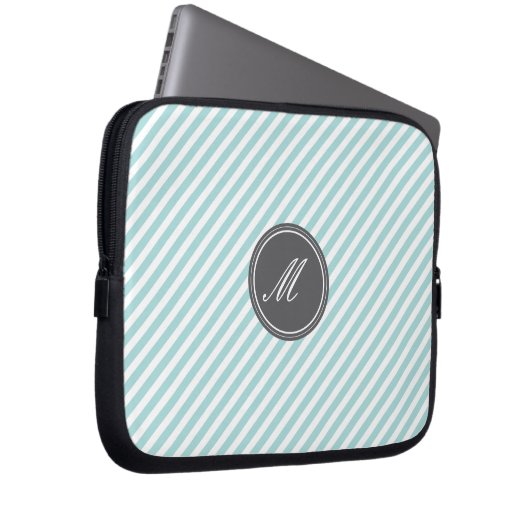 Blue Stripes Monogram Laptop Sleeve (Vorne Rechts)