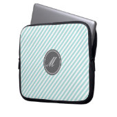 Blue Stripes Monogram Laptop Sleeve (Vorderseite Links)
