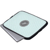 Blue Stripes Monogram Laptop Sleeve (Vorne Knopf)