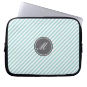 Blue Stripes Monogram Laptop Sleeve (Vorderseite)