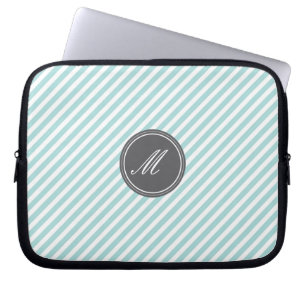 Blue Stripes Monogram Laptop Sleeve