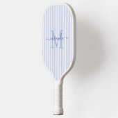 Blue Stripes Monogram Name Pickleball Schläger (Links)