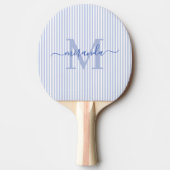 Blue Stripes Monogram Name Tischtennis Schläger (Vorderseite)