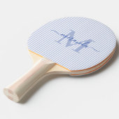 Blue Stripes Monogram Name Tischtennis Schläger (Vorderseite)