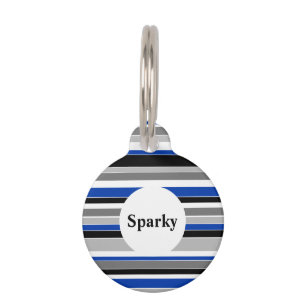Blue Stripes Monogramm Pet ID-Tag Haustiermarke