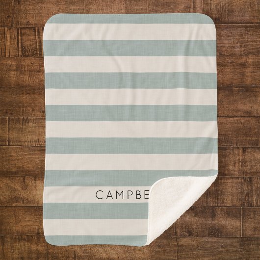 Blue Stripes Name Monogram | Modernes Bauernhaus Sherpadecke