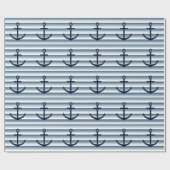 Blue Stripes Nautic Beach Geschenkpapier (Flach)