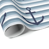 Blue Stripes Nautic Beach Geschenkpapier (Rolleneckpunkt)