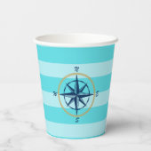 Blue Stripes Nautic Geburtstag Pappbecher (Rückseite)