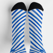 Blue Stripes on White and Text Socken (Oben)