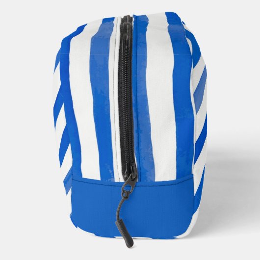 Blue Stripes on White and Text Waschbeutel (Rechts)