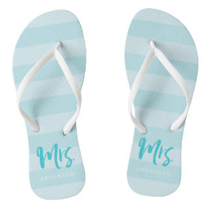 Blue Stripes Personalisieren mit Name Mrs. Badesandalen