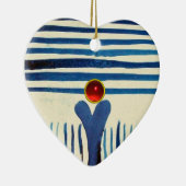 BLUE STRIPES & RED RUBY HERZ KERAMIKORNAMENT (Rechts)
