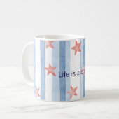 Blue Stripes Red Starfish Stars Life is A Dream Kaffeetasse (Vorderseite Links)