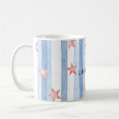 Blue Stripes Red Starfish Stars Life is A Dream Kaffeetasse (Links)