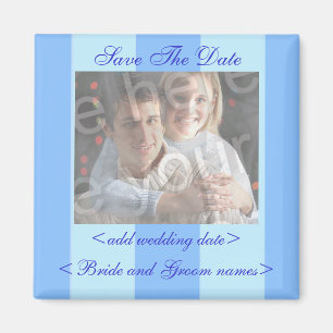 Blue Stripes Save the Date Foto Magnet