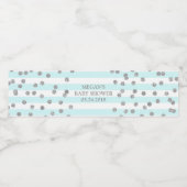 Blue Stripes Silver Confetti Babydusche Etikett (Einzelnes Label)